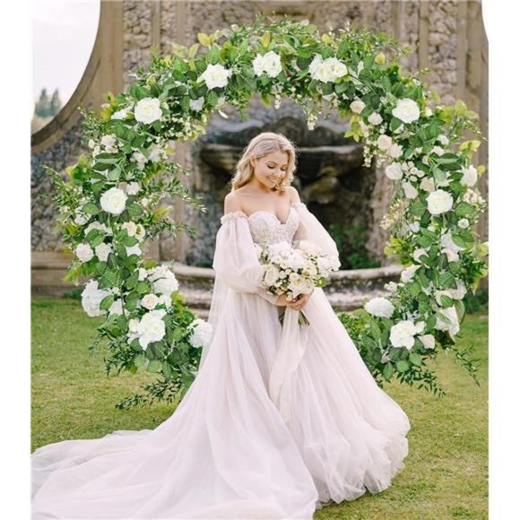 5Pcs 32.5FT White Flower Rose Garland Fake Vines Faux Artificial Floral Garland - Picture 5 of 6